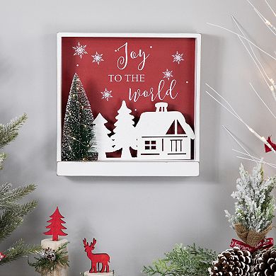 Northlight 11.75-Inch Lighted Joy To The World Wooden Wall Decor