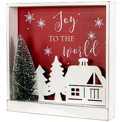 Northlight 11.75-Inch Lighted Joy To The World Wooden Wall Decor