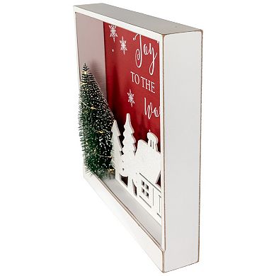 Northlight 11.75-Inch Lighted Joy To The World Wooden Wall Decor