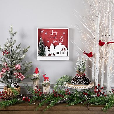 Northlight 11.75-Inch Lighted Joy To The World Wooden Wall Decor
