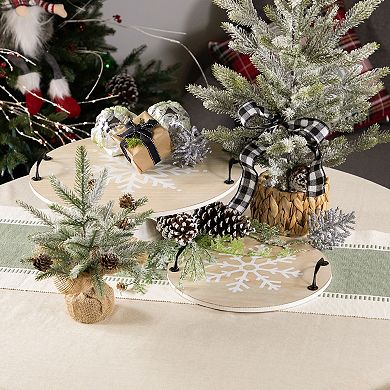 Northlight 2-pc. Round Snowflake Serving Trays with Handles Set