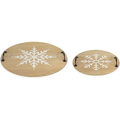 Northlight 2-pc. Round Snowflake Serving Trays with Handles Set