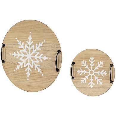Northlight 2-pc. Round Snowflake Serving Trays with Handles Set