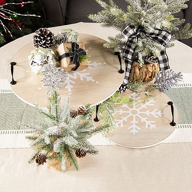 Northlight 2-pc. Round Snowflake Serving Trays with Handles Set