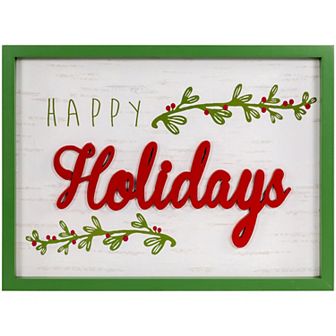 Northlight Framed Happy Holidays Wooden Wall Decor 15.75-Inch