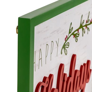 Northlight Framed Happy Holidays Wooden Wall Decor 15.75-Inch