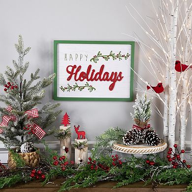 Northlight Framed Happy Holidays Wooden Wall Decor 15.75-Inch