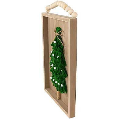 Northlight Knitted Christmas Tree Wall Decor with Wooden Frame 14-Inch