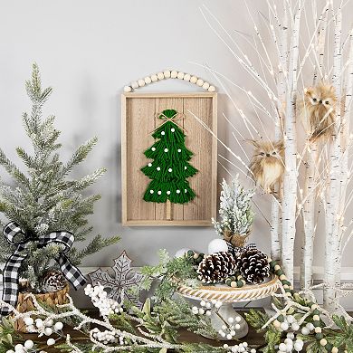 Northlight Knitted Christmas Tree Wall Decor with Wooden Frame 14-Inch