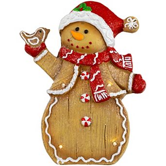 Northlight LED Lighted Gingerbread Snowman with Bird Christmas Figure 15-Inch