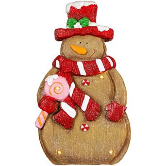 Northlight LED Lighted Gingerbread Snowman Figure with Lollipop 15.5-Inch