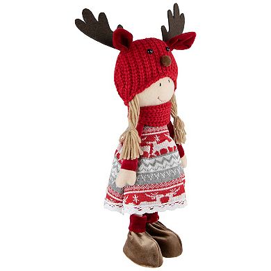 Northlight Nordic Girl with Moose Antler Hat Figurine 17-in. Table Decor