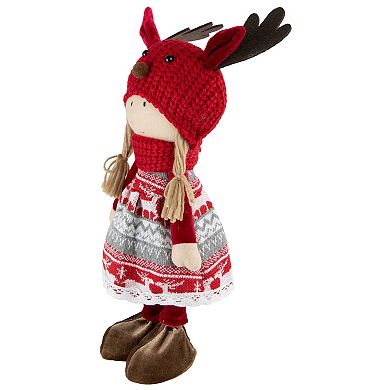 Northlight Nordic Girl with Moose Antler Hat Figurine 17-in. Table Decor