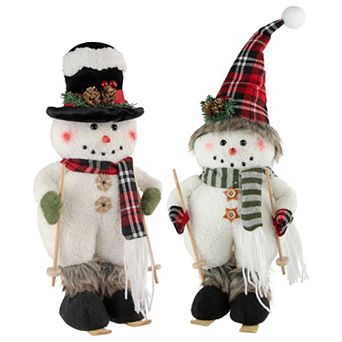 Northlight Winter Skiing Snowmen Christmas Figures 15 in Set of 2