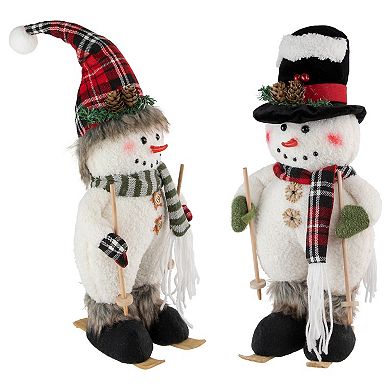Northlight Winter Skiing Snowmen Christmas Figures 15-in. Set of 2