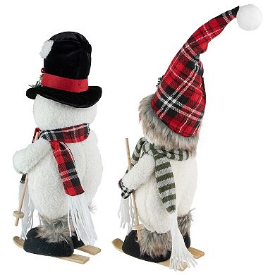 Northlight Winter Skiing Snowmen Christmas Figures 15-in. Set of 2