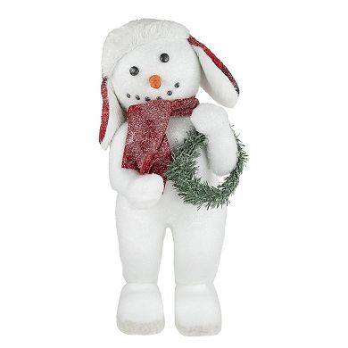 Northlight Frosted Snowman with Wreath Christmas Figure