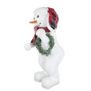 Northlight Frosted Snowman with Wreath Christmas Figure