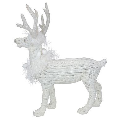 Northlight Cable Knit Sweater Standing Reindeer Figure Table Decor