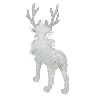 Northlight Cable Knit Sweater Standing Reindeer Figure Table Decor