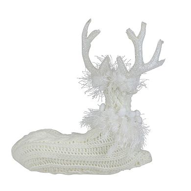 Northlight Cable Knit Sweater Sitting Reindeer Christmas Figure Table Decor