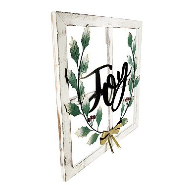 Northlight 23.75" Joy Window Frame with Holly Christmas Wall Sign