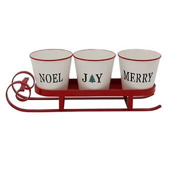 Northlight Sleigh with "Noel," "Joy," & "Merry" Buckets Christmas Centerpiece Table Decor