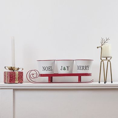 Northlight Sleigh with "Noel," "Joy," & "Merry" Buckets Christmas Centerpiece Table Decor