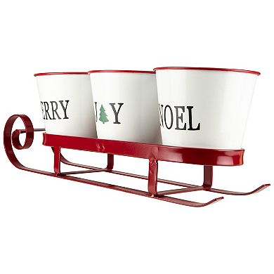 Northlight Sleigh with "Noel," "Joy," & "Merry" Buckets Christmas Centerpiece Table Decor