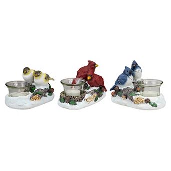Northlight 3 pc Christmas Bird Couples Tealight Candle Holders Set