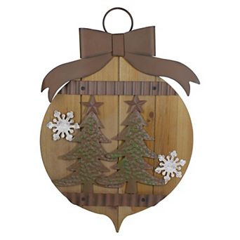 Northlight Rustic Christmas Trees and Snowflakes Wall Sign