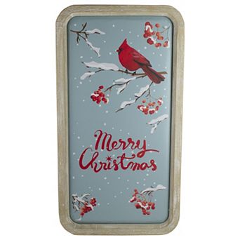 NorthlightWood Framed "Merry Christmas" with Red Cardinal Wall Decor
