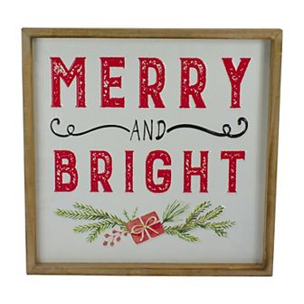 Northlight Wooden Framed Merry & Bright Metal Wall Decor