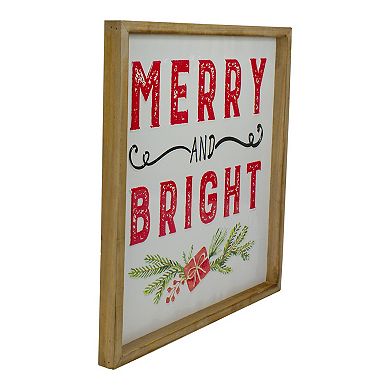 Northlight Wooden Framed Merry & Bright Metal Wall Decor
