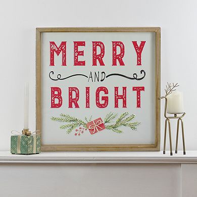 Northlight Wooden Framed Merry & Bright Metal Wall Decor