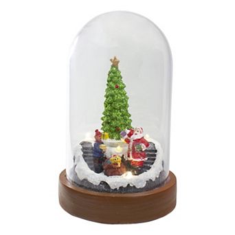 Northlight Lighted Santa & Christmas Tree Cloche Style Table Decor