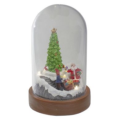 Northlight Lighted Santa & Christmas Tree Cloche Style Table Decor