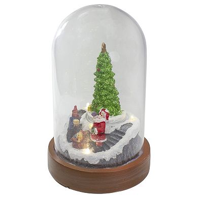 Northlight Lighted Santa & Christmas Tree Cloche Style Table Decor