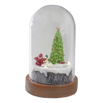 Northlight Lighted Santa & Christmas Tree Cloche Style Table Decor