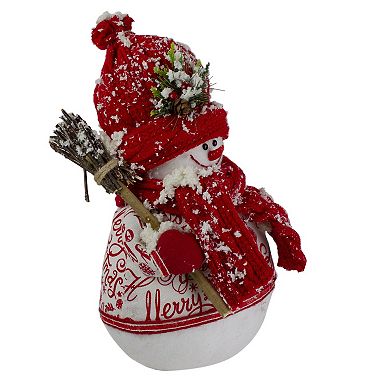 Northlight Standing Snowman Christmas Figure with Broom Floor Decor