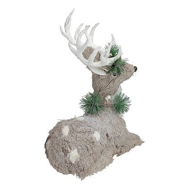 Northlight 12.75-in. Sitting Sisal Reindeer Table Decor