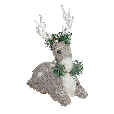 Northlight 12.75-in. Sitting Sisal Reindeer Table Decor