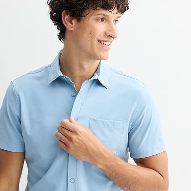 Men's FLX Tech Stretch Untucked Slim Fit Short Sleeve Button-Down Shirt