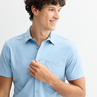 men's slim fit short sleeve dress shirts Mens Modern Stretch Breathable Short Sleeve Dress Shirts Mens Slim Fit –  ASHORE SHOP