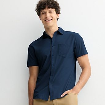 Men's FLX Tech Stretch Untucked Slim Fit Short Sleeve Button-Down Shirt