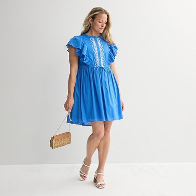 Women's Farmers Market Embroidered Ruffle Dress