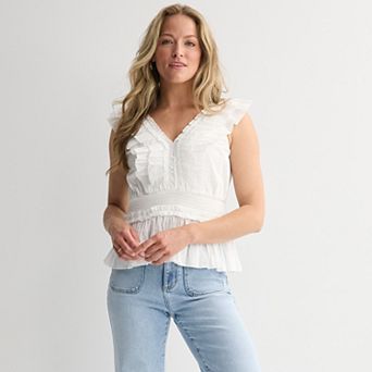Women's Farmers Market Smocked Waist Ruffle Top