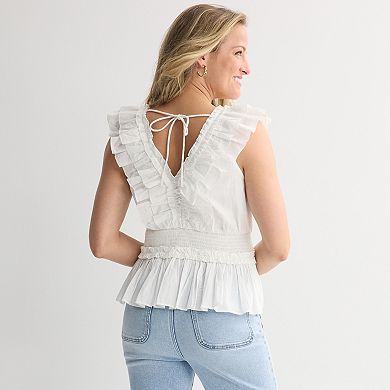 Women's Farmers Market Smocked Waist Ruffle Top