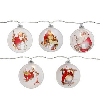 Northlight Set of 5 Glass Norman Rockwell Christmas Disc Lights