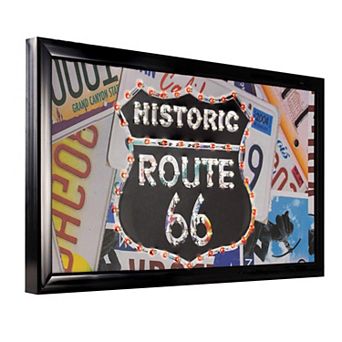 American Art Décor Framed LED Wall Sign Historic Route 66 Wall Decor